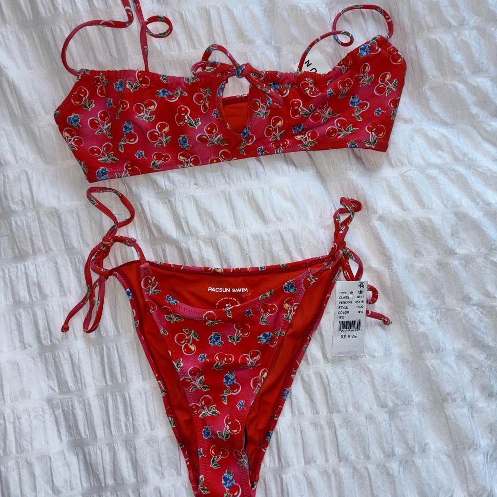 Pacsun Red Cherry Two-Piece Swimsuit
